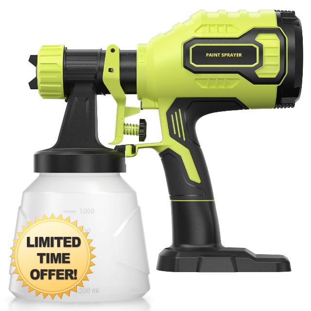 Paint Sprayer Compatible with Ryobi 18V Battery(Battery Not Included) | 1000ml/min High Flow