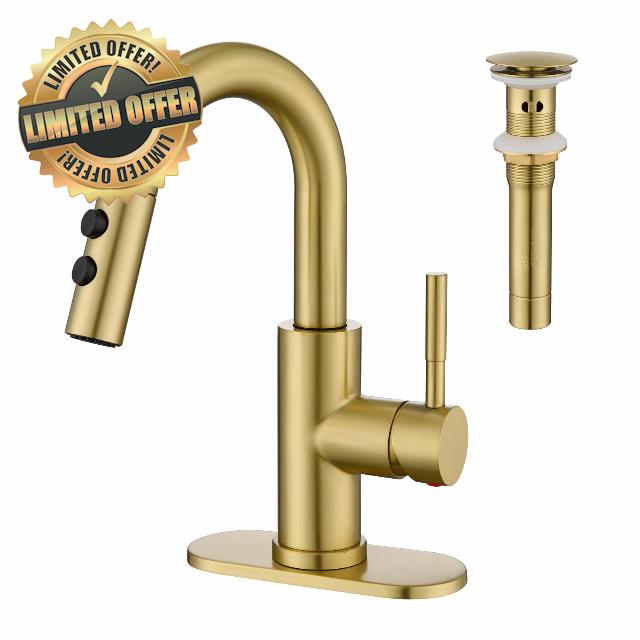 Kablle Bathroom Sink Faucet with Pull Down Sprayer