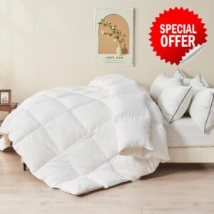 TOPGREEN Organic Feather Down Comforter Super King