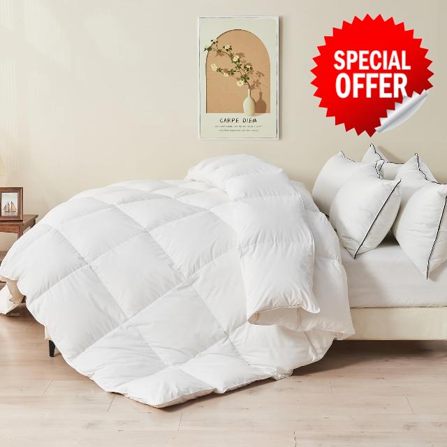 TOPGREEN Organic Feather Down Comforter Super King