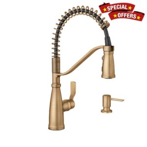 Moen 87886BZG Nolia One-Handle Spring Pulldown Kitchen Faucet with Power Boost