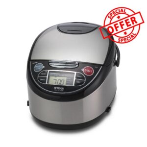TIGER JAX-T10U-K 5.5-Cup (Uncooked) Micom Rice Cooker and Warmer with Tacook Food Steamer Cooking Tray Technology and 10 Auto-Cook Settings