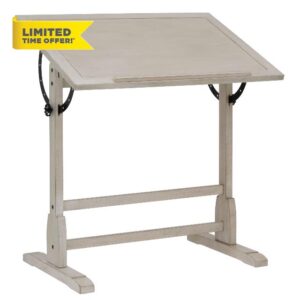 Studio Designs Vintage Drawing/Drafting Table with Pencil Ledge - 36" W x 24" D - Coastal Whitewash - Adjustable Tilting Top