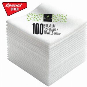 DAVELEN Disposable Large Luxury Towels (100-Count) Spa and Salon Quality Softness for Guests