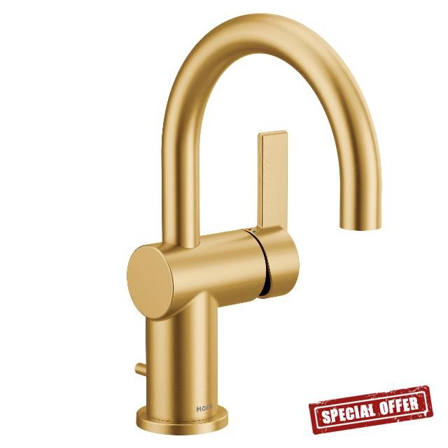 Moen Cia 6221BG Single Handle Bathroom Sink Faucet with Deckplate Included