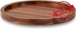 18" Acacia Wood Lazy Susan Organizer Kitchen Turntable for Cabinet Pantry Table Organizatio