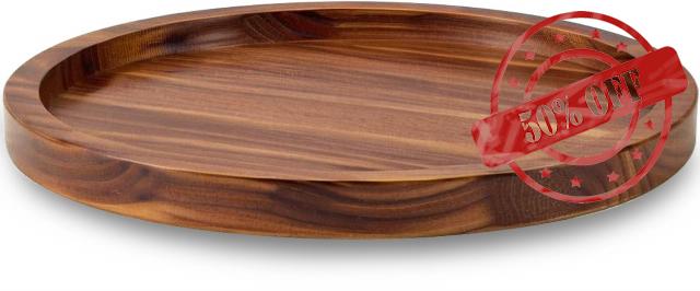 18" Acacia Wood Lazy Susan Organizer Kitchen Turntable for Cabinet Pantry Table Organizatio