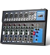 6 Channel Audio Interface Sound Board Mixing Console 16-Bit DSP DJ Mixer Audio Reverb Effect +48V...