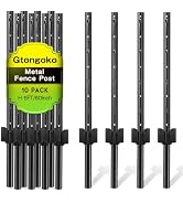 Gtongoko 10 Pack 5FT Heavy Duty Metal Fence Posts, Green U Channel No Dig Fence Stakes with Ancho...