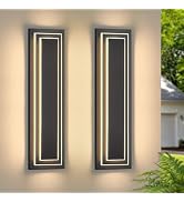 ZSMAIKU Dusk to Dawn Outdoor LED Wall Sconce,15.7 in Black Modern Square Outdoor Light Fixtures W...