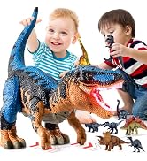BLmukce Dinosaur Shooting Toys for Boys 2 3 4 5 6 7 Years Old, 2 Air Pump Launchers, Movable Targ...
