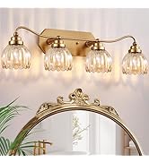 Vintage Bathroom Light Fixtures, 3 Light Gold Bathroom Vanity Light, Matte Antique Brass Finish w...