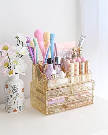 Ikee Design Large Premium Acrylic Jewelry Organizers with 3 Drawers, Acrylic Jewelry Box, Jewelry...