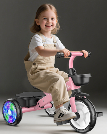 Umatoll 3-in-1 Toddler Tricycle for 18 Months to 5 Year Old, Toddler Toy with Adjustable Push Han...