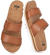 LongBay Women's Getaway Strappy Flat Sandals Arch Support Slides Beige,US8