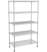 VANZBON 5-Tier Heavy Duty Wire Shelving Unit,35.4" Wx18 Dx71 H,Wire Shelf Racks with Wheels,Heigh...