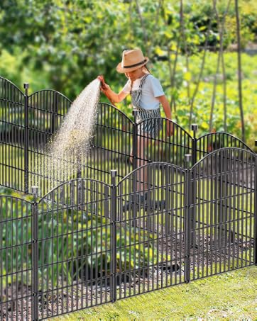 12 Panel Garden Fence - 36in H x 24.9 ft L, No Dig Rustproof Metal Tall Animal Barrier for Dogs R...