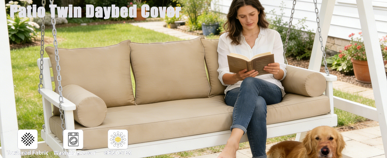 Outdoor Daybed Cushion Bolster Pillow Fitted Sheet Covers,Only Covers