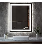 VanPokins LED Bathroom Mirror, 24x32 Inch Gradient Front and Backlit LED Mirror for Bathroom, 3 C...