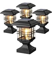 Lffital Solar Post Lights Outdoor Solar Cap Lights Deck Fence Cap for 4x4 5x5 6x6 Posts Patio Gar...