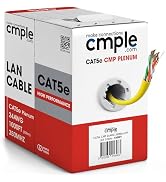 Cmple - Cat5e Plenum Cable 1000ft, CMP, Green, 350MHz Gigabit Ethernet Solid Network Internet Bul...