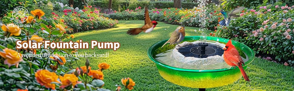 solar bird bath fountain pump outdoor backyard garden oasis decor