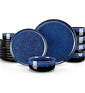 vancasso Starry Plates and Bowls Sets,12 Pieces Blue Dinnerware Sets for Kitchen,Modern Stoneware...