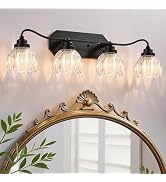 Vintage Bathroom Light Fixtures, 3 Light Bathroom Vanity Light, Black Matte Antique Brass Finish ...