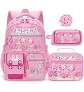 SZWNHS Cat Backpack for Girls, 4 PCS Girls Backpack with Lunch Box Set, Cute Kawaii Large Laptop ...