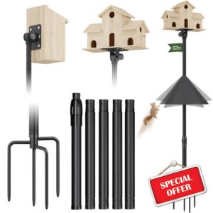 Bird Feeder Pole Squirrel Proof – Heavy Duty 92" Outdoor Stand | 1" rustproof steel pole