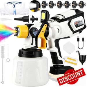Cordless Paint Sprayer Compatible with DEWALT 20V MAX Battery (1400ML) | 1*LED Light