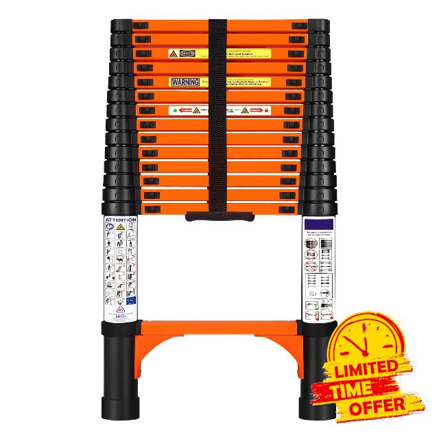 14.5FT Telescoping Extension Ladder for Home Attic Outdoor | Telescopic Collapsible Ladder