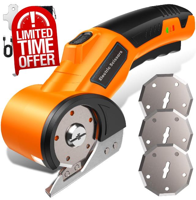 2026 Upgrade Cordless Electric Scissors with 3 Tungsten Steel Blades