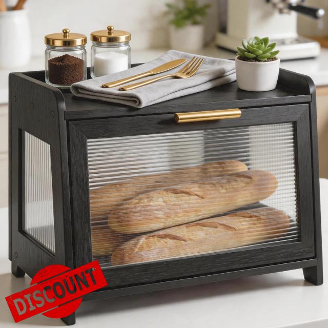 Wooden Bread Box for Kitchen Countertop
