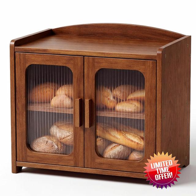 Premium Solid Wood Bread Box for Kitchen Countertop
