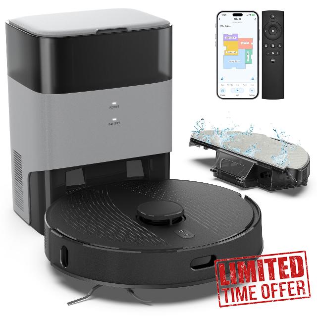 T20+ Robot Vacuum and Mop Combo Self‑Emptying with 6000Pa Suction