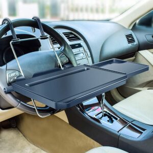 2 in 1 Car Steering Wheel Tray / Back Seat Headrest Tray for Eating Food Drink and Writing Laptop Work