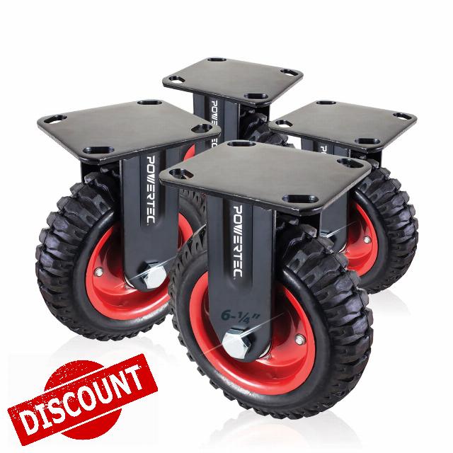 POWERTEC 6 Inch Caster Wheels Set of 4
