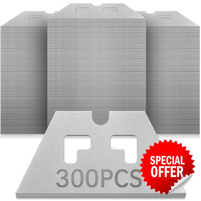 300 Pcs Safety Trapezoid Box Cutter Blades Safety Cutters Sk5 Utility Knife Blades Refills for Boxes Cardboard Tape Warehouse Retail Cuts Boxes Plastic Straps
