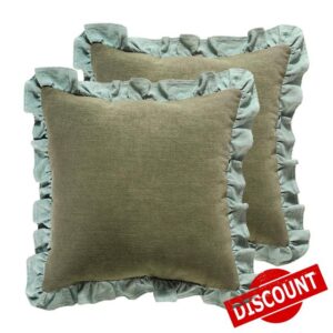 patdrea Vintage Green Linen Throw Pillow Covers