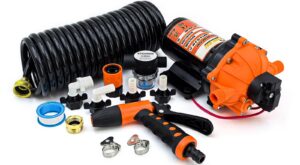 80PSI 7.5 GPM Washdown Pump Kit - 12V Marine Self-Priming Water Pump with Pressure Switch