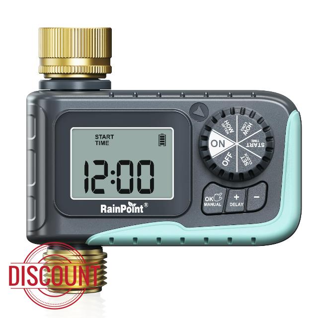 RAINPOINT Sprinkler Timer with Brass Inlet & Outlet