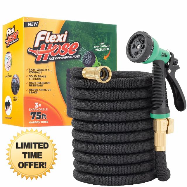 Flexi Hose Expandable Garden Hose with 8 Function Nozzle