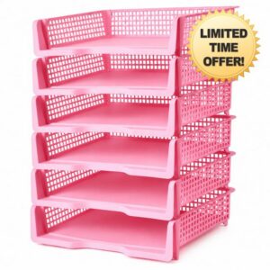 6 Pcs Pink Turn in Trays Classroom