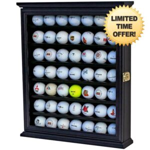 DisplayGifts 49 Golf Ball Display Case Cabinet Wall Rack Holder Frame with 98% UV Protection Acrylic Door Lockable