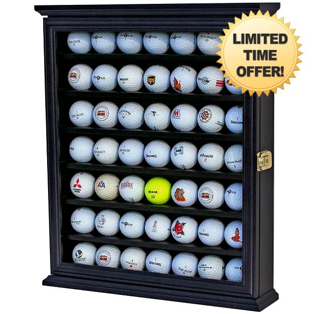 DisplayGifts 49 Golf Ball Display Case Cabinet Wall Rack Holder Frame with 98% UV Protection Acrylic Door Lockable