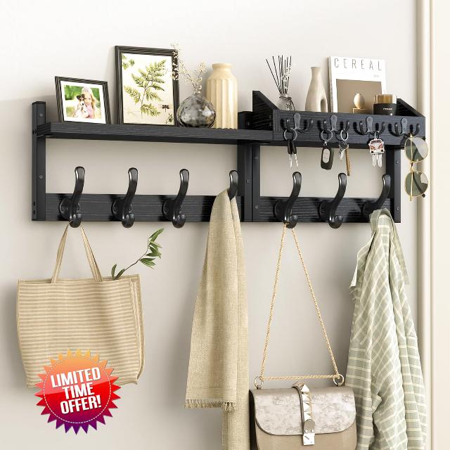 Evermagin 29" Coat Rack Wall Mount with Shelf