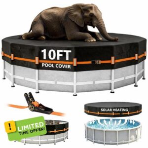 10FT Round Pool Cover Thicker Solar Pool Covers for Above Ground Pools | 600D Polyester Oxford
