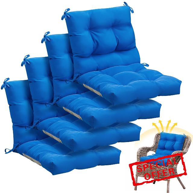 Marsui Outdoor Indoor High Back Chair Cushions Patio Furniture Tufted Pillow with Ties Water-Resistant Replacement Outdoor Rocking Chair Cushions
