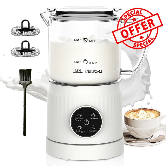 4-in-1 Electric Milk Frother and Steamer for Whole Milk